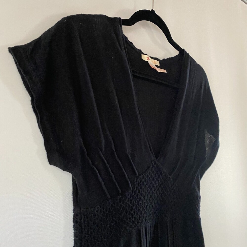 TULLE Knit Black Sweater Dress 100% Cotton SIze L - Picture 7 of 12